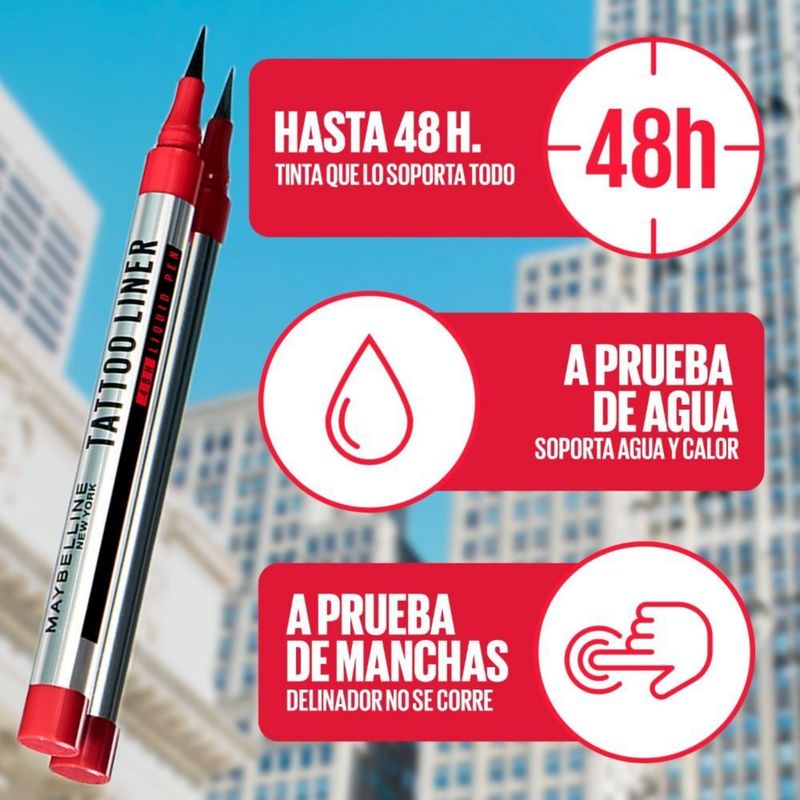 DELINEADOR DE OJOS TATTOO LINER 48H LIQUID PEN WATERPROOF MAYBELLINE